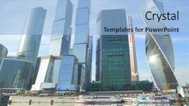  Presentation with view of rotterdam city - Beautiful PPT theme featuring moskva - view of moscow city russia backdrop and a light blue colored foreground