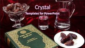  Presentation with foods - PPT layouts having moslem - dates and water traditional foods background and a  colored foreground