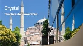  Presentation with ayasofya mosque - Beautiful PPT theme featuring ayasofya mosque - hagia sophia in istanbul backdrop and a teal colored foreground