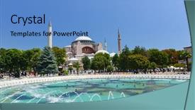  Presentation with ayasofya mosque - Presentation theme featuring ayasofya mosque - hagia sophia in istanbul background and a teal colored foreground