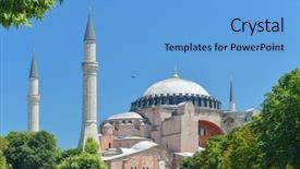  Presentation with ayasofya mosque - PPT layouts consisting of ayasofya mosque - hagia sophia in istanbul background and a light blue colored foreground