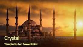  Presentation with istanbul - Beautiful PPT layouts featuring mosque during sunset in istanbul backdrop and a wine colored foreground