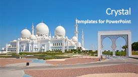  Presentation with abu dhabi united arab emirates - Slide set with mosque in abu dhabi unite background and a teal colored foreground