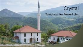  Presentation with bosnia - PPT layouts featuring mosque in bosnia background and a light blue colored foreground