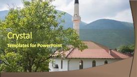  Presentation with bosnia - Audience pleasing presentation theme consisting of mosque in bosnia backdrop and a tawny brown colored foreground