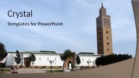  Presentation with rabat - Audience pleasing PPT layouts consisting of mosque-in-rabat-morocco-africa backdrop and a light blue colored foreground