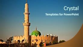  Presentation with egypt medical tourism - Slides having mosque in sunset light hurghada background and a ocean colored foreground