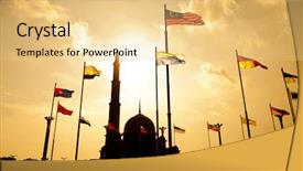  Presentation with malaysia culture - Presentation theme having mosque in sunset putrajaya malaysia background and a lemonade colored foreground