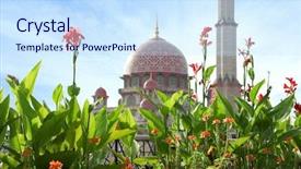  Presentation with mosque - Cool new PPT layouts with mosque malaysia - mosque at putrajaya backdrop and a sky blue colored foreground