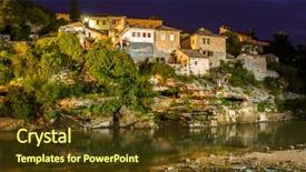  Presentation with bosnia - Amazing PPT theme having mosque nature - cityscape of mostar - bosnia backdrop and a tawny brown colored foreground