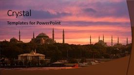  Presentation with istanbul - Beautiful slides featuring mosque nature - sunset over istanbul silhouette backdrop and a coral colored foreground