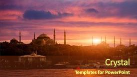  Presentation with istanbul - Beautiful slides featuring mosque nature - sunset over istanbul silhouette backdrop and a tawny brown colored foreground