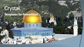  Presentation with jerusalem - Amazing PPT theme having mosque temple church - dome of the rock backdrop and a gray colored foreground