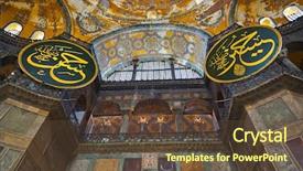  Presentation with turkey - PPT theme having mosque temple church - hagia sophia interior at istanbul background and a tawny brown colored foreground