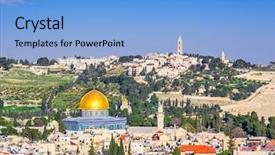  Presentation with city church - Audience pleasing PPT theme consisting of mosque temple church - jerusalem israel old city skyline backdrop and a light blue colored foreground