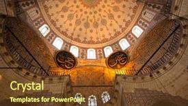  Presentation with neighborhood - Beautiful PPT theme featuring mosque temple church - yeni cami interior in eminonu backdrop and a tawny brown colored foreground
