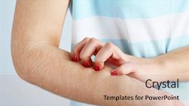  Presentation with gray - PPT theme having mosquito - woman has itch on gray background and a coral colored foreground