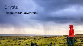  Presentation with lava - Presentation theme consisting of moss-covered lava field in iceland background and a light blue colored foreground