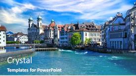  Presentation with destination - Slide set consisting of most-beautiful-and-romantic-town background and a teal colored foreground