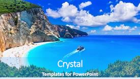  Presentation with beautiful skin and beach - PPT theme consisting of most beautiful beaches of greece background and a teal colored foreground