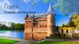  Presentation with europe - PPT theme with most-beautiful-medieval-castles background and a light blue colored foreground