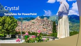  Presentation with medieval - Cool new slides with most-beautiful-medieval-villages-borgo backdrop and a cobalt blue colored foreground