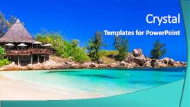  Presentation with tropical - Slide set with most beautiful tropical beaches - seychelles background and a cobalt blue colored foreground