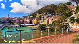 Presentation with coastal - Presentation theme having most-colorful-coastal-towns-near background and a tawny brown colored foreground