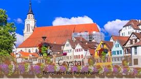  Presentation with colorful - Cool new presentation design with most-colorful-places-tubingen-town backdrop and a coral colored foreground
