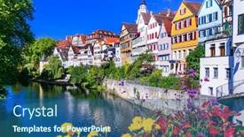  Presentation with traditional - Presentation theme enhanced with most-colorful-towns-traditional-tubingen background and a ocean colored foreground