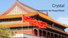  Presentation with architecture city - PPT theme featuring most famous architecture in china background and a light blue colored foreground