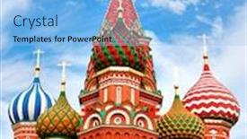  Presentation with russia - Beautiful PPT theme featuring most-famous-place-in-moscow backdrop and a light blue colored foreground