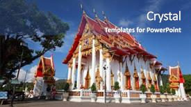  Presentation with important - Cool new PPT layouts with chalong temple at sunny day backdrop and a ocean colored foreground