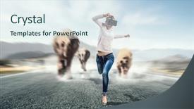  Presentation with entertainment - Cool new slide deck with most impressive entertainment technologies mixed backdrop and a sky blue colored foreground