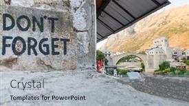  Presentation with forget - PPT theme enhanced with mostar-bosnia-august-10-view background and a light gray colored foreground