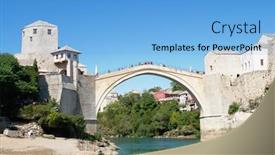  Presentation with bosnia - Beautiful slide set featuring mostar-bridge-mostar-bosnia-herzegovina backdrop and a light blue colored foreground