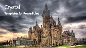  Presentation with middle ages - Presentation enhanced with moszna castle in poland background and a gray colored foreground