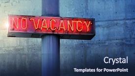  Presentation with blue neon - Colorful theme enhanced with motel - glowing retro neon 'no vacancy' backdrop and a ocean colored foreground