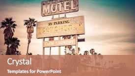  Presentation with southwest - Colorful PPT theme enhanced with motel sign - decayed iconic desert backdrop and a coral colored foreground