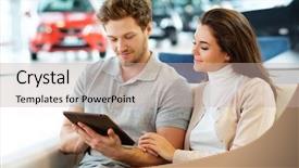  Presentation with dealership - Cool new PPT theme with moteur automobile - beautiful young couple looking backdrop and a mint green colored foreground