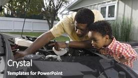  Presentation with catholic father son hoyly spirit - Slide set featuring moteur automobile - father checking oil level background and a dark gray colored foreground