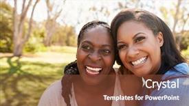  Presentation with together we focus - Presentation design having mother and adult daughter background and a tawny brown colored foreground