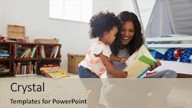  Presentation with daughter mother - Theme featuring mother and baby daughter reading background and a mint green colored foreground