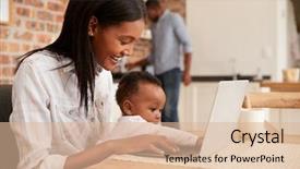  Presentation with mother baby - Slides featuring mother and baby daughter use background and a lemonade colored foreground