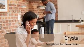 Presentation with mother baby - Audience pleasing presentation theme consisting of black month - mother and baby daughter use backdrop and a coral colored foreground