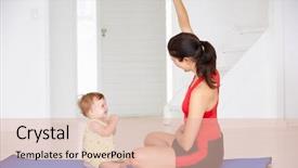  Presentation with mother baby - Beautiful presentation theme featuring mother and baby doing yoga backdrop and a lemonade colored foreground