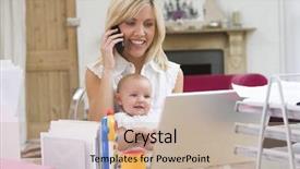  Presentation with home office - Slide deck consisting of mother and baby in home background and a coral colored foreground