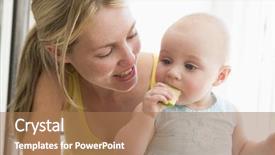  Presentation with mother baby asian breastfeeding - Audience pleasing theme consisting of mother and baby in kitchen backdrop and a  colored foreground