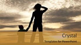  Presentation with mother baby - Audience pleasing slides consisting of mother and baby looking away backdrop and a gold colored foreground