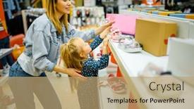  Presentation with baby shoes - Theme consisting of mother-and-baby-looking background and a coral colored foreground